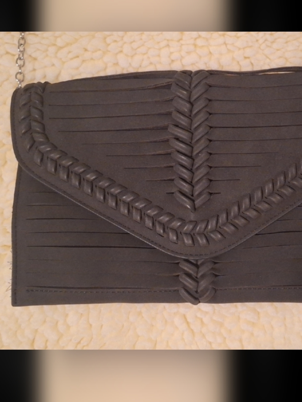 Blackish CHARCOAL Braided Envelope Crossbody Bag - Unbranded - Picture 2 of 10